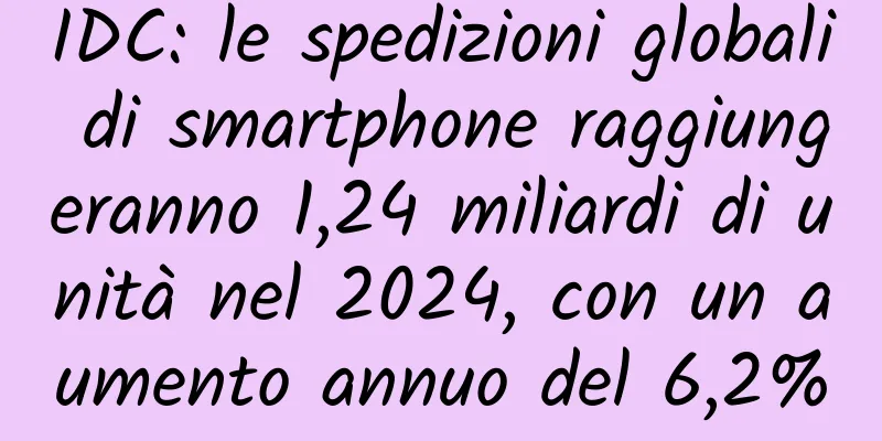 IDC: le spedizioni globali di smartphone raggiungeranno 1,24 miliardi di unità nel 2024, con un aumento annuo del 6,2%