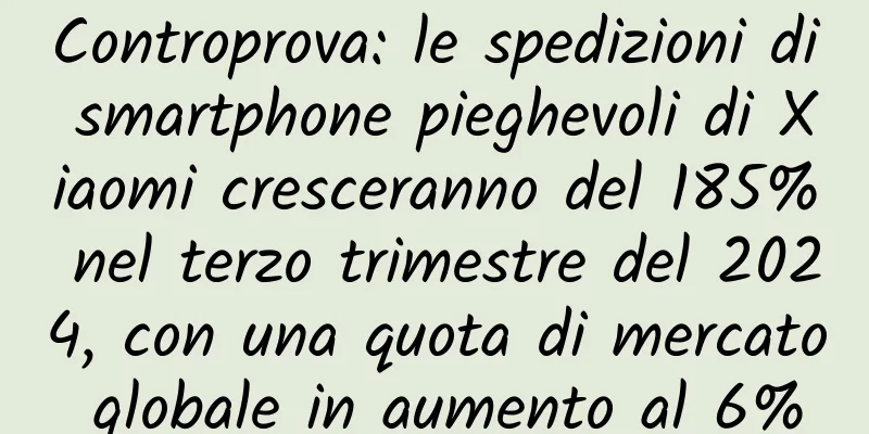 Controprova: le spedizioni di smartphone pieghevoli di Xiaomi cresceranno del 185% nel terzo trimestre del 2024, con una quota di mercato globale in aumento al 6%