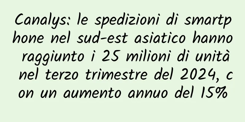 Canalys: le spedizioni di smartphone nel sud-est asiatico hanno raggiunto i 25 milioni di unità nel terzo trimestre del 2024, con un aumento annuo del 15%