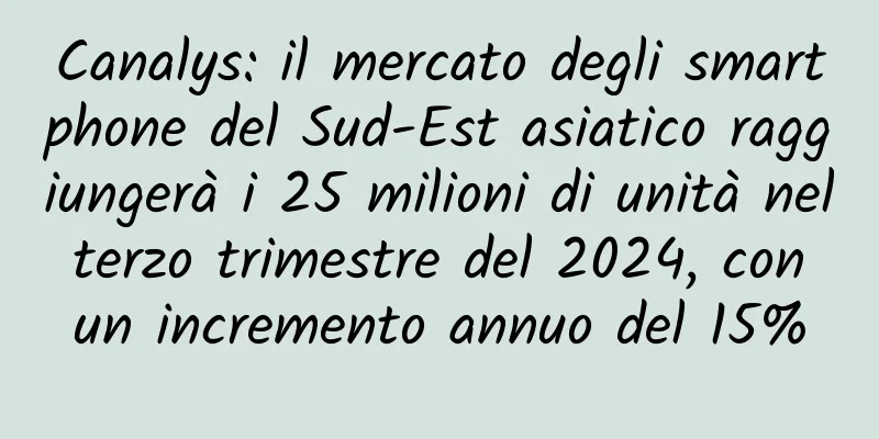 Canalys: il mercato degli smartphone del Sud-Est asiatico raggiungerà i 25 milioni di unità nel terzo trimestre del 2024, con un incremento annuo del 15%