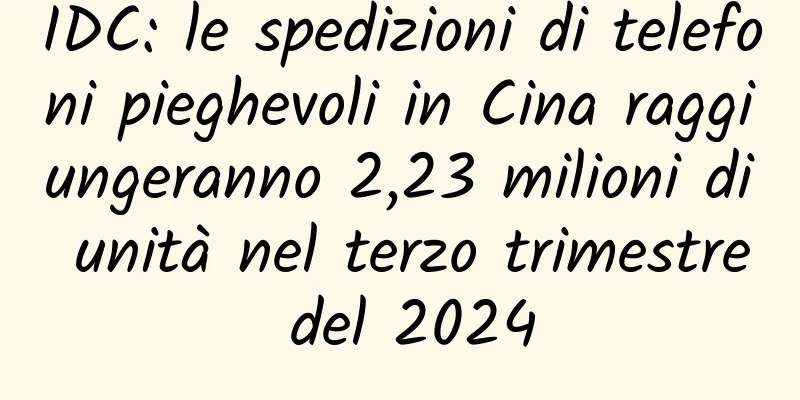 IDC: le spedizioni di telefoni pieghevoli in Cina raggiungeranno 2,23 milioni di unità nel terzo trimestre del 2024