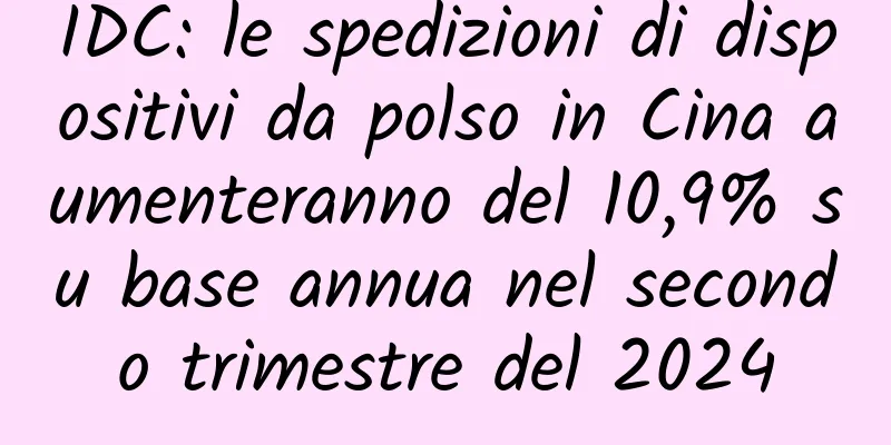 IDC: le spedizioni di dispositivi da polso in Cina aumenteranno del 10,9% su base annua nel secondo trimestre del 2024