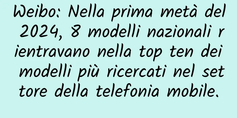 Weibo: Nella prima metà del 2024, 8 modelli nazionali rientravano nella top ten dei modelli più ricercati nel settore della telefonia mobile.
