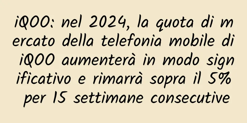 iQOO: nel 2024, la quota di mercato della telefonia mobile di iQOO aumenterà in modo significativo e rimarrà sopra il 5% per 15 settimane consecutive