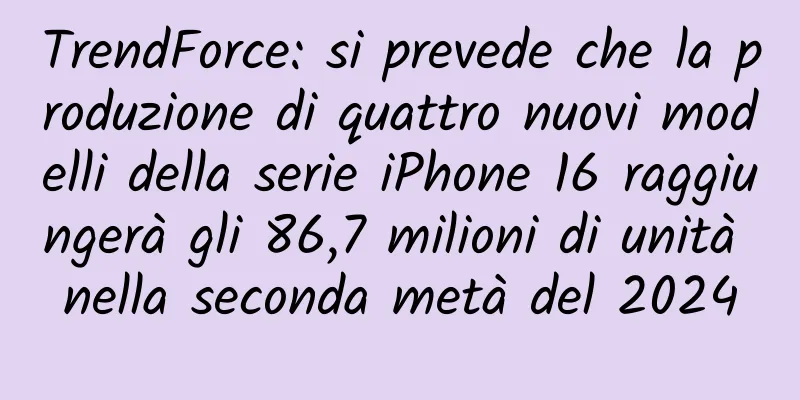 TrendForce: si prevede che la produzione di quattro nuovi modelli della serie iPhone 16 raggiungerà gli 86,7 milioni di unità nella seconda metà del 2024
