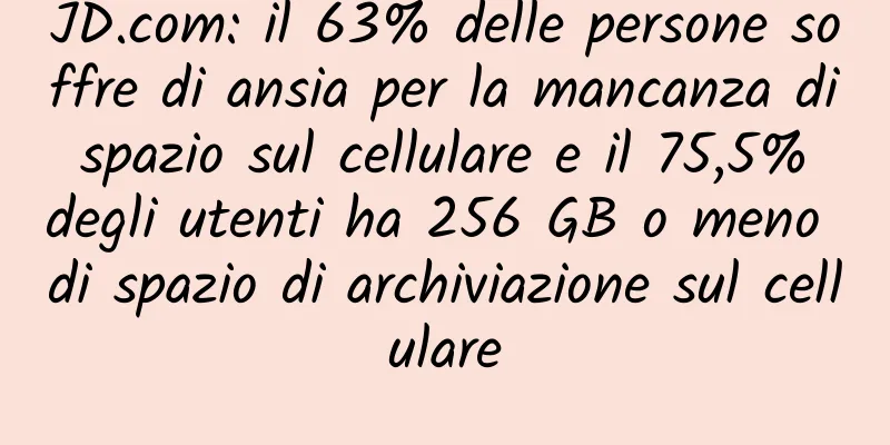 JD.com: il 63% delle persone soffre di ansia per la mancanza di spazio sul cellulare e il 75,5% degli utenti ha 256 GB o meno di spazio di archiviazione sul cellulare