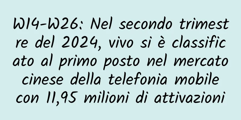W14-W26: Nel secondo trimestre del 2024, vivo si è classificato al primo posto nel mercato cinese della telefonia mobile con 11,95 milioni di attivazioni