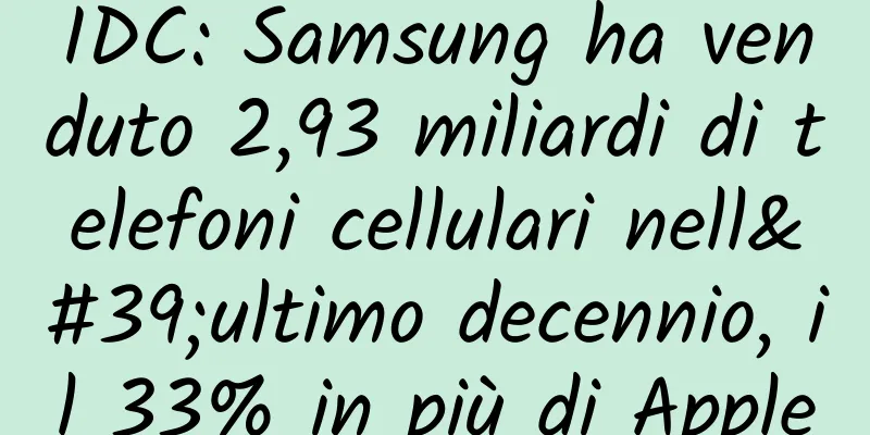 IDC: Samsung ha venduto 2,93 miliardi di telefoni cellulari nell'ultimo decennio, il 33% in più di Apple