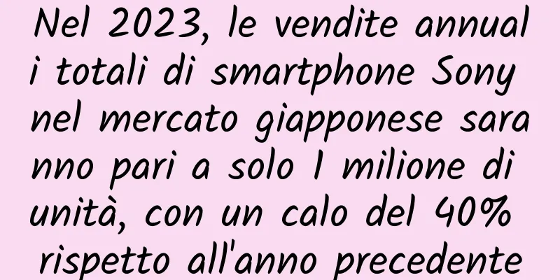 Nel 2023, le vendite annuali totali di smartphone Sony nel mercato giapponese saranno pari a solo 1 milione di unità, con un calo del 40% rispetto all'anno precedente