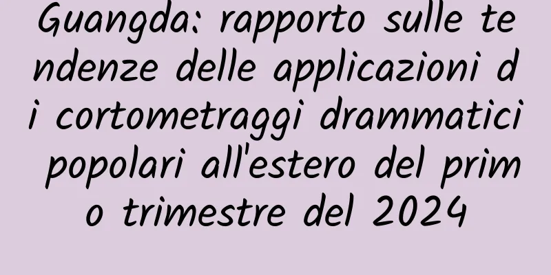 Guangda: rapporto sulle tendenze delle applicazioni di cortometraggi drammatici popolari all'estero del primo trimestre del 2024