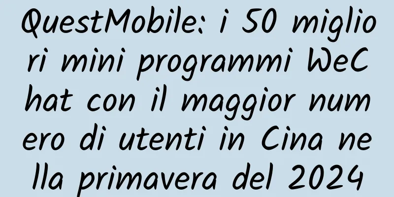 QuestMobile: i 50 migliori mini programmi WeChat con il maggior numero di utenti in Cina nella primavera del 2024