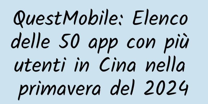 QuestMobile: Elenco delle 50 app con più utenti in Cina nella primavera del 2024