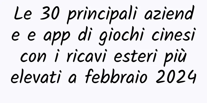 Le 30 principali aziende e app di giochi cinesi con i ricavi esteri più elevati a febbraio 2024