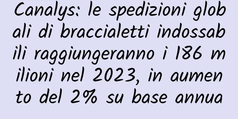 Canalys: le spedizioni globali di braccialetti indossabili raggiungeranno i 186 milioni nel 2023, in aumento del 2% su base annua