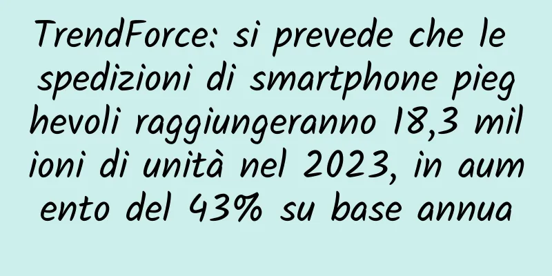 TrendForce: si prevede che le spedizioni di smartphone pieghevoli raggiungeranno 18,3 milioni di unità nel 2023, in aumento del 43% su base annua