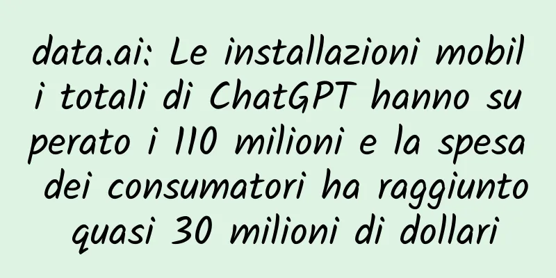 data.ai: Le installazioni mobili totali di ChatGPT hanno superato i 110 milioni e la spesa dei consumatori ha raggiunto quasi 30 milioni di dollari