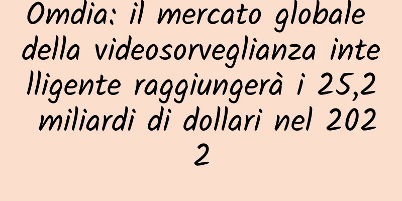 Omdia: il mercato globale della videosorveglianza intelligente raggiungerà i 25,2 miliardi di dollari nel 2022