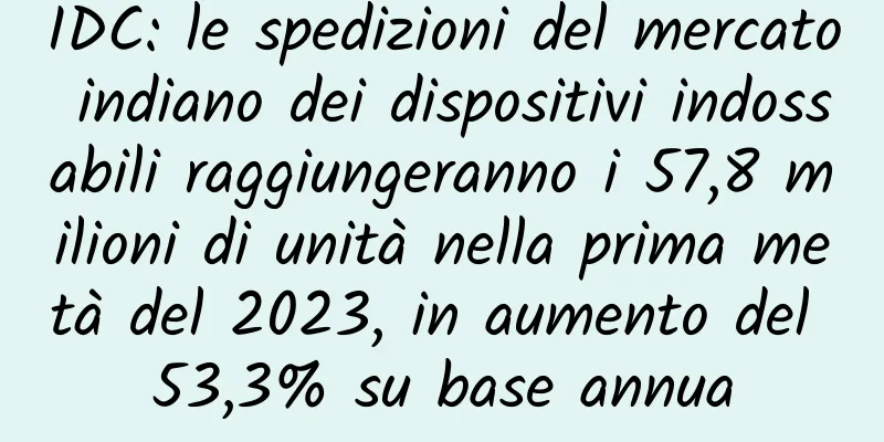 IDC: le spedizioni del mercato indiano dei dispositivi indossabili raggiungeranno i 57,8 milioni di unità nella prima metà del 2023, in aumento del 53,3% su base annua