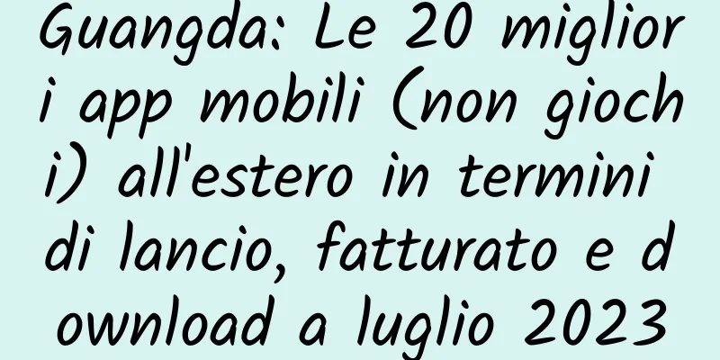 Guangda: Le 20 migliori app mobili (non giochi) all'estero in termini di lancio, fatturato e download a luglio 2023