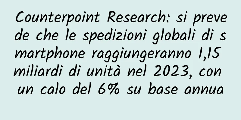 Counterpoint Research: si prevede che le spedizioni globali di smartphone raggiungeranno 1,15 miliardi di unità nel 2023, con un calo del 6% su base annua