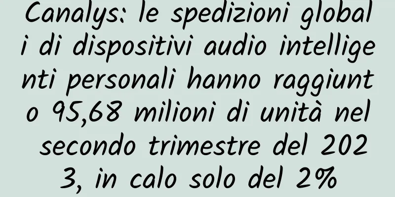 Canalys: le spedizioni globali di dispositivi audio intelligenti personali hanno raggiunto 95,68 milioni di unità nel secondo trimestre del 2023, in calo solo del 2%