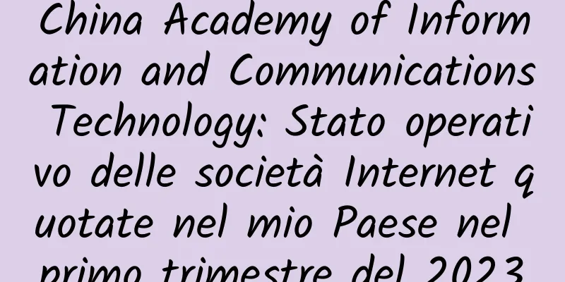 China Academy of Information and Communications Technology: Stato operativo delle società Internet quotate nel mio Paese nel primo trimestre del 2023