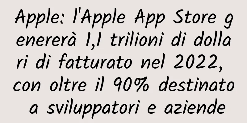 Apple: l'Apple App Store genererà 1,1 trilioni di dollari di fatturato nel 2022, con oltre il 90% destinato a sviluppatori e aziende