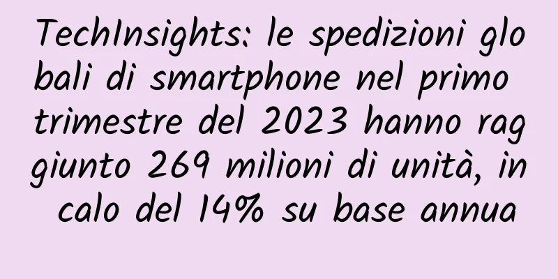 TechInsights: le spedizioni globali di smartphone nel primo trimestre del 2023 hanno raggiunto 269 milioni di unità, in calo del 14% su base annua
