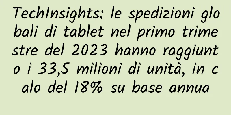 TechInsights: le spedizioni globali di tablet nel primo trimestre del 2023 hanno raggiunto i 33,5 milioni di unità, in calo del 18% su base annua