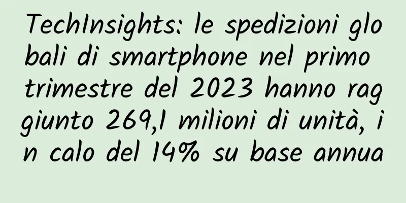 TechInsights: le spedizioni globali di smartphone nel primo trimestre del 2023 hanno raggiunto 269,1 milioni di unità, in calo del 14% su base annua