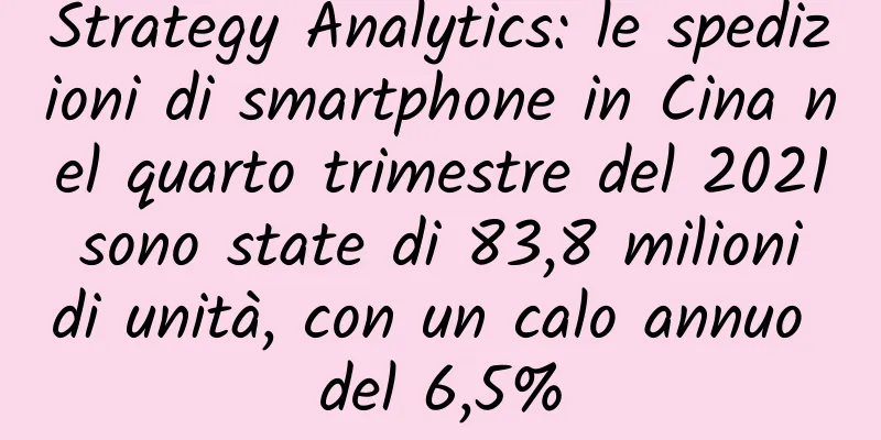 Strategy Analytics: le spedizioni di smartphone in Cina nel quarto trimestre del 2021 sono state di 83,8 milioni di unità, con un calo annuo del 6,5%