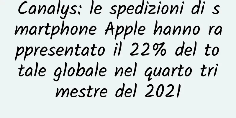 Canalys: le spedizioni di smartphone Apple hanno rappresentato il 22% del totale globale nel quarto trimestre del 2021