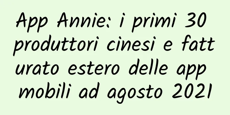 App Annie: i primi 30 produttori cinesi e fatturato estero delle app mobili ad agosto 2021