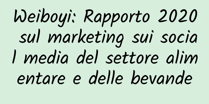 Weiboyi: Rapporto 2020 sul marketing sui social media del settore alimentare e delle bevande