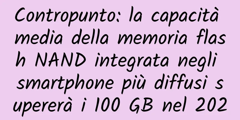 Contropunto: la capacità media della memoria flash NAND integrata negli smartphone più diffusi supererà i 100 GB nel 2020