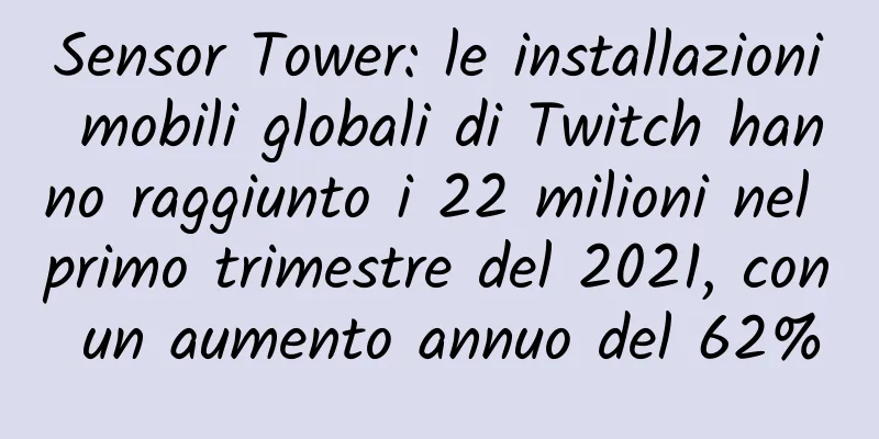 Sensor Tower: le installazioni mobili globali di Twitch hanno raggiunto i 22 milioni nel primo trimestre del 2021, con un aumento annuo del 62%