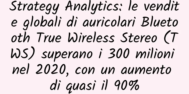 Strategy Analytics: le vendite globali di auricolari Bluetooth True Wireless Stereo (TWS) superano i 300 milioni nel 2020, con un aumento di quasi il 90%