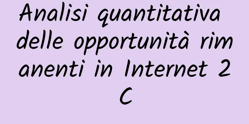 Analisi quantitativa delle opportunità rimanenti in Internet 2C