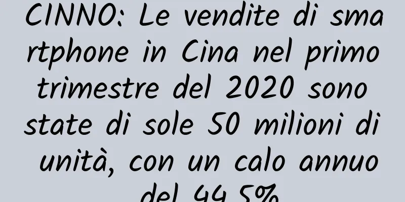 CINNO: Le vendite di smartphone in Cina nel primo trimestre del 2020 sono state di sole 50 milioni di unità, con un calo annuo del 44,5%