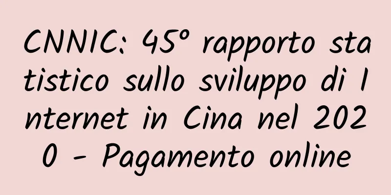 CNNIC: 45° rapporto statistico sullo sviluppo di Internet in Cina nel 2020 - Pagamento online