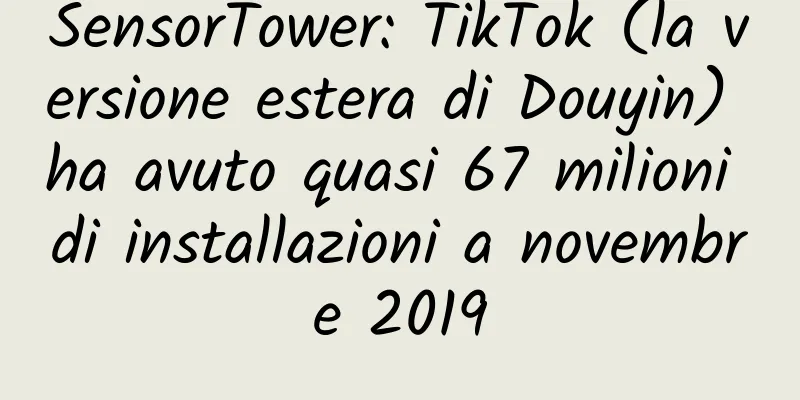 SensorTower: TikTok (la versione estera di Douyin) ha avuto quasi 67 milioni di installazioni a novembre 2019
