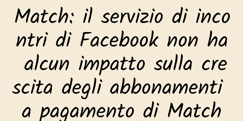 Match: il servizio di incontri di Facebook non ha alcun impatto sulla crescita degli abbonamenti a pagamento di Match