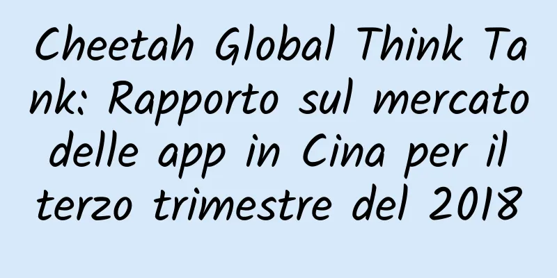 Cheetah Global Think Tank: Rapporto sul mercato delle app in Cina per il terzo trimestre del 2018
