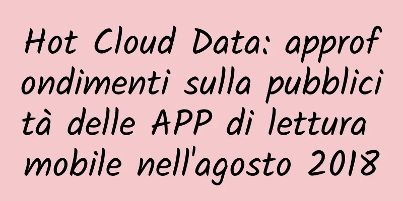Hot Cloud Data: approfondimenti sulla pubblicità delle APP di lettura mobile nell'agosto 2018