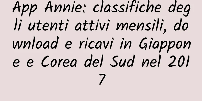 App Annie: classifiche degli utenti attivi mensili, download e ricavi in ​​Giappone e Corea del Sud nel 2017