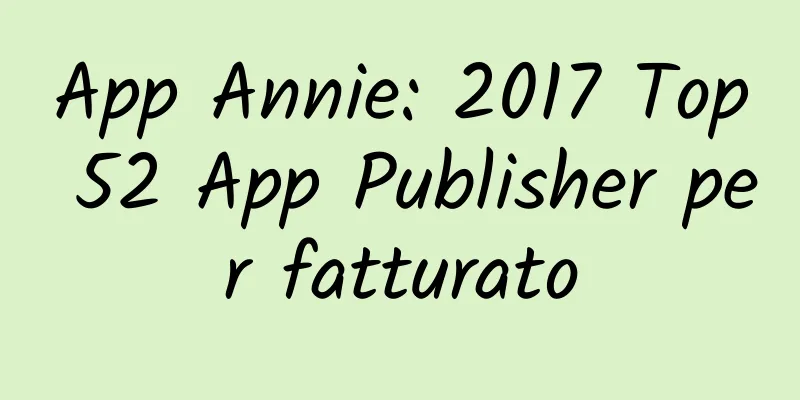 App Annie: 2017 Top 52 App Publisher per fatturato