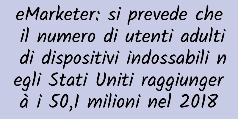 eMarketer: si prevede che il numero di utenti adulti di dispositivi indossabili negli Stati Uniti raggiungerà i 50,1 milioni nel 2018