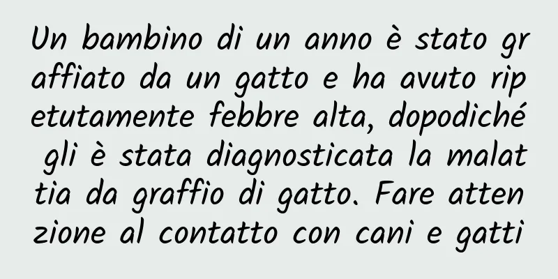 Un bambino di un anno è stato graffiato da un gatto e ha avuto ripetutamente febbre alta, dopodiché gli è stata diagnosticata la malattia da graffio di gatto. Fare attenzione al contatto con cani e gatti