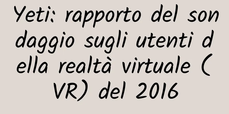 Yeti: rapporto del sondaggio sugli utenti della realtà virtuale (VR) del 2016