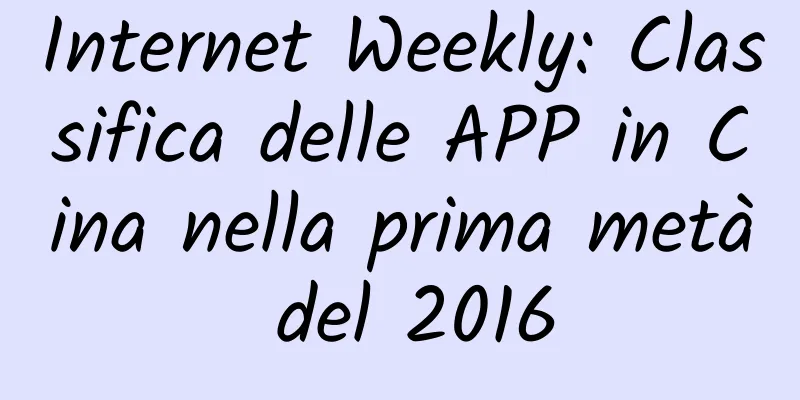 Internet Weekly: Classifica delle APP in Cina nella prima metà del 2016